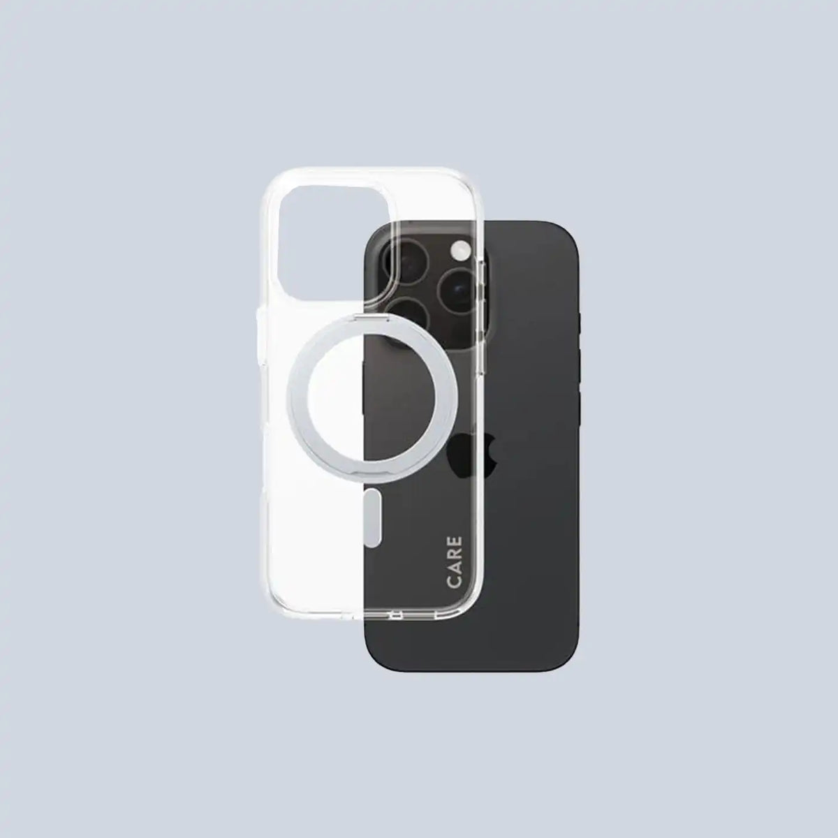 ⁦PanzerGlass iPhone 16 Pro Max CARE Feature Case⁩ شفاف مع قاعدة فضية و⁦MagSafe⁩
