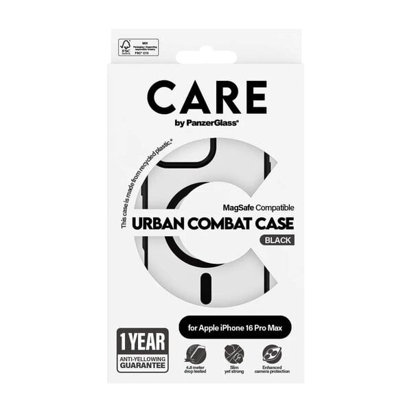 PanzerGlass iPhone 16 Pro Max Case Transparent Urban Combat w Black MagSafe