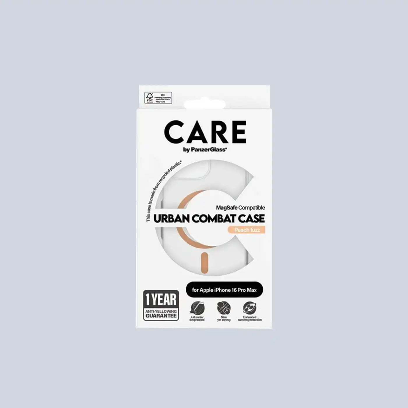 ⁦PanzerGlass iPhone 16 Pro CARE Flagship Case Transparent Urban Combat w. Peachy MagSafe⁩