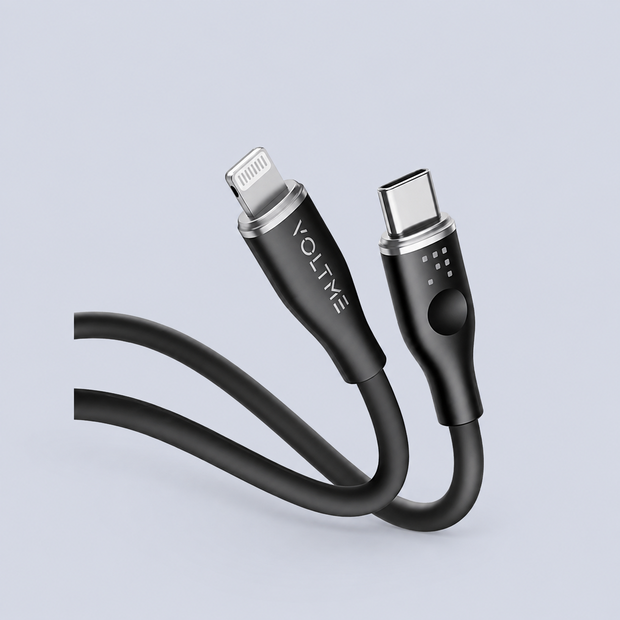 Voltme Powerlink Moss Liquid Silicon Cable Type C to Lightning 3A / 1.2M Zinc-Alloy Connector Black