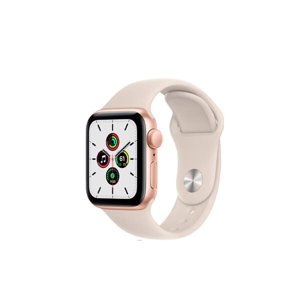 Apple Watch SE 44mm Gold Aluminum Case with Starlight Sport Band product photo