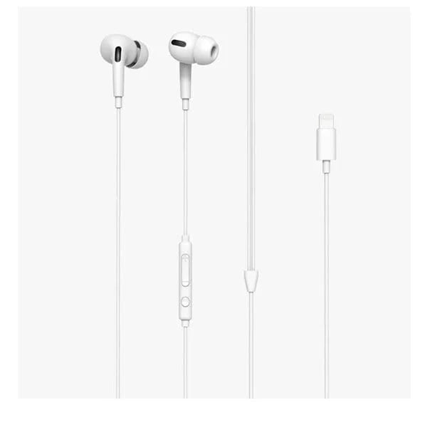 Levore Wired Earphones with MFI Lightning Connector 1 2m with ruble - White