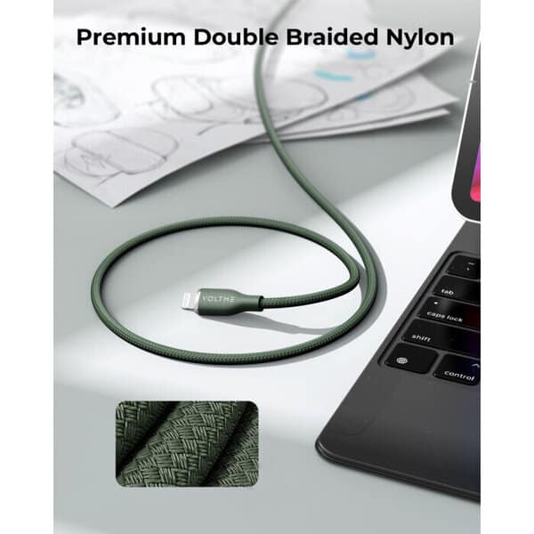 Voltme Powerlink Rugg Double Nylon Cable Type C to Lightning 3A 2 0M Zinc-Alloy