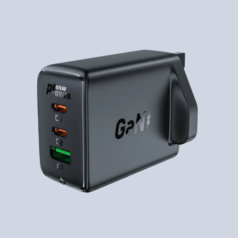 Acefast A44 PD65W GaN 2*USB-C+USB-A charger UK product photo