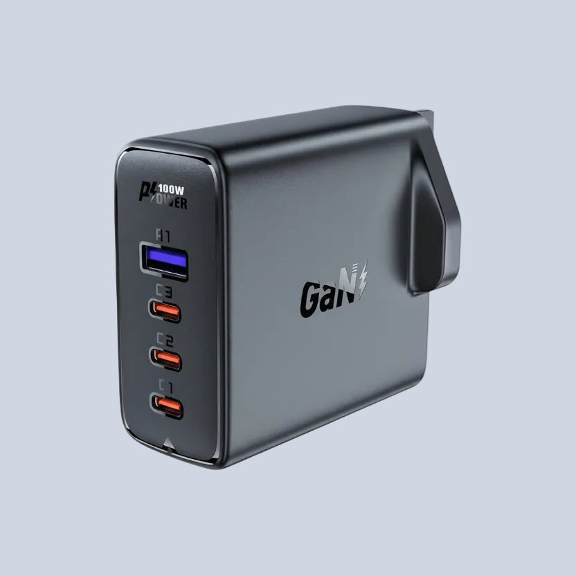 Acefast A40 PD100W GaN 3*USB-C+USB-A charger set UK product photo