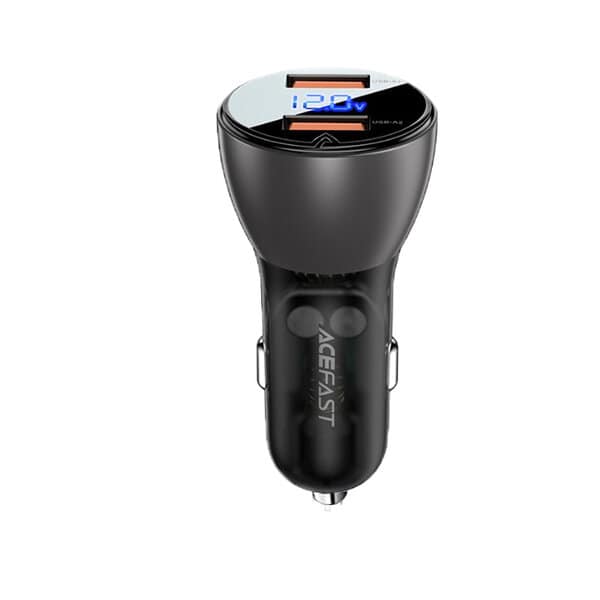 Acefast B7 metal car charger 45W USB-A + USB-A with digital display