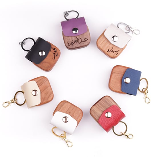Elegant Wood AirPods Case - Blue product photo
