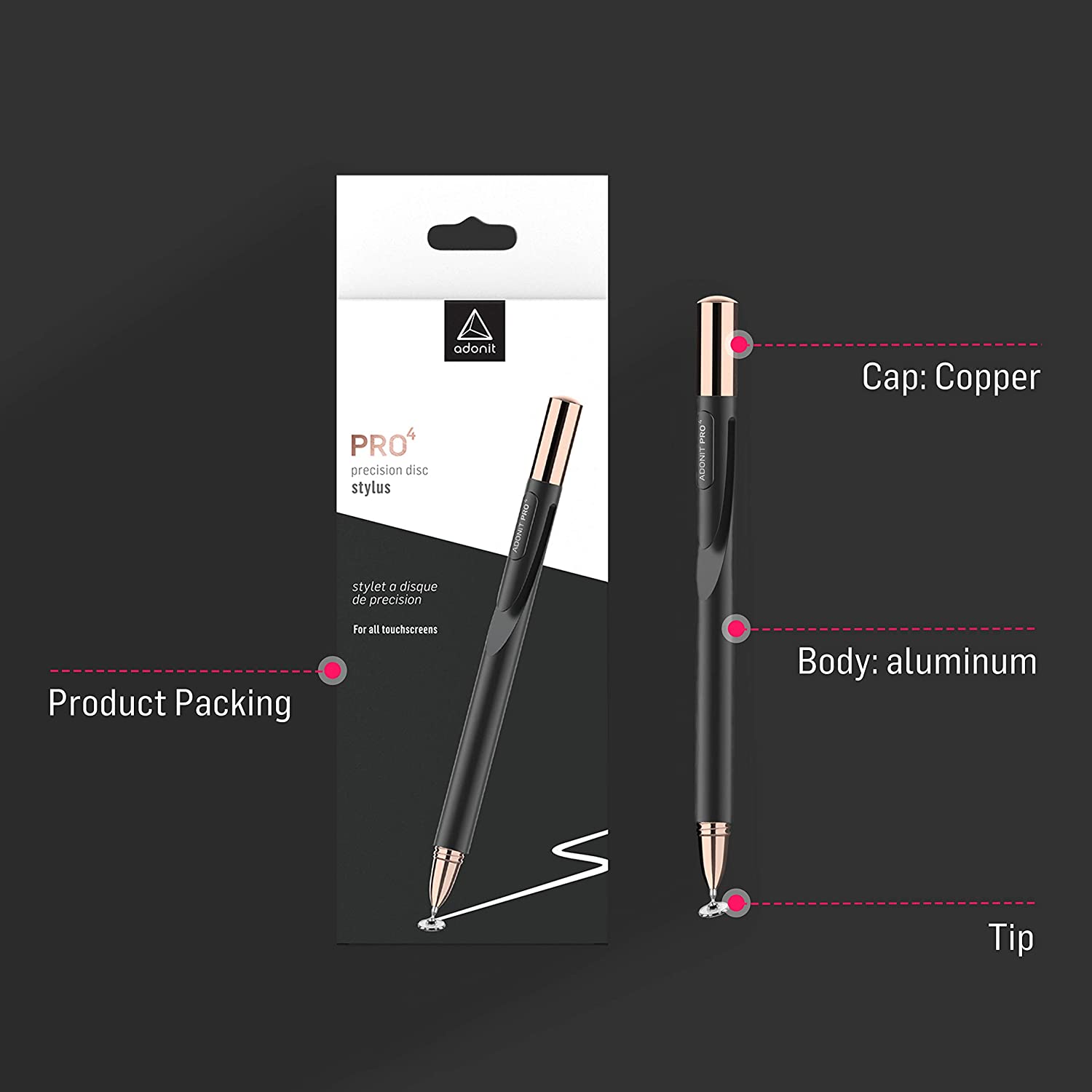 Adonit Pro 4 Precision Disk Stylus - Black product photo