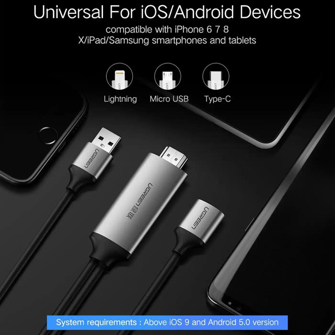 ⁦Ugreen USB To HDMI Digital AV Adapter 1.5M GRAY⁩