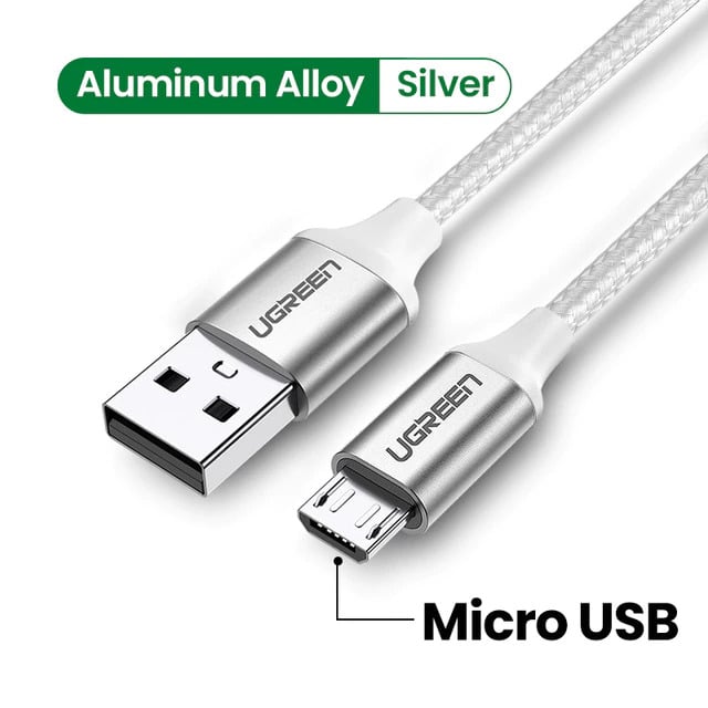 Ugreen USB 2 0 A to Micro USB Cable Nickel Plating Aluminum Braid 2m White product photo