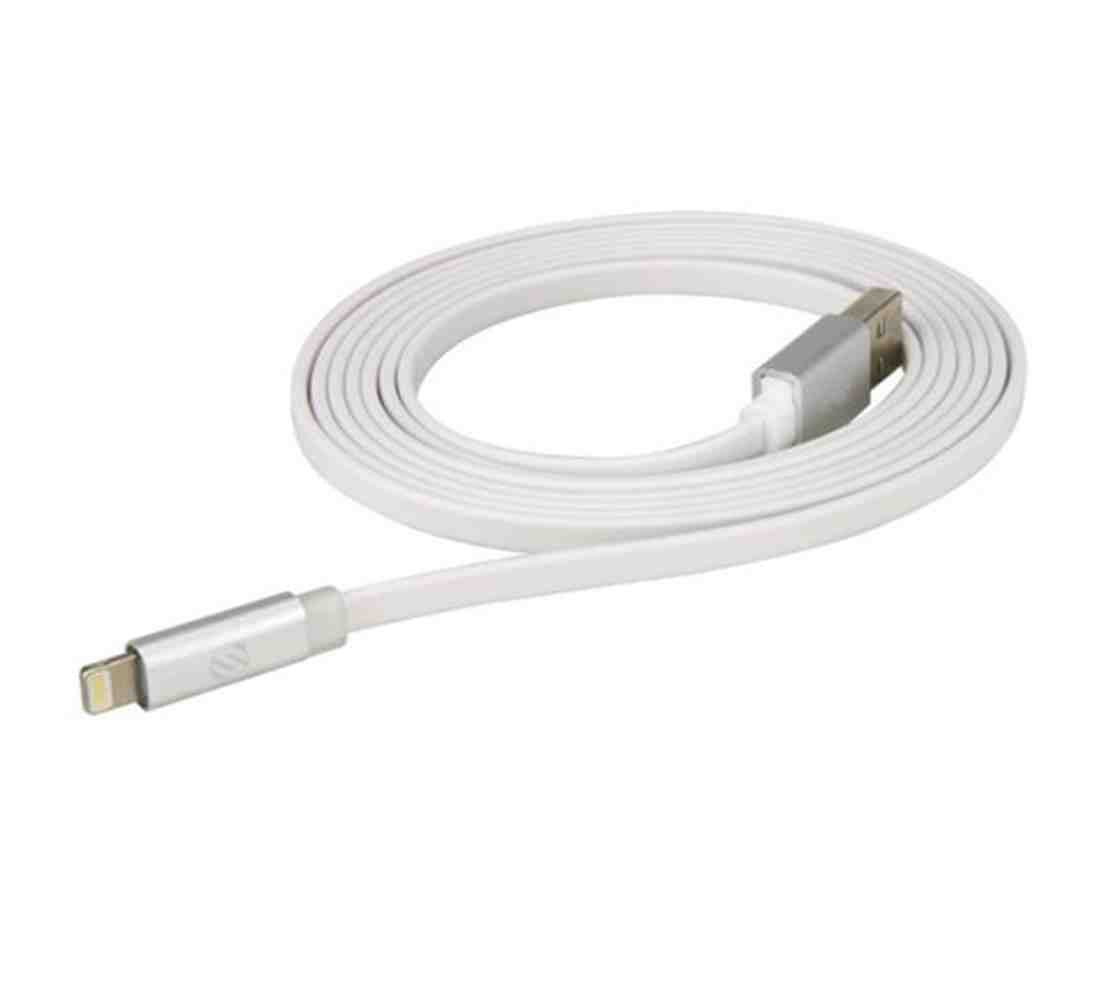 Scosche Flat-Out Led - 3 Ft Charge And Sync Cable for Lightning Devices - White