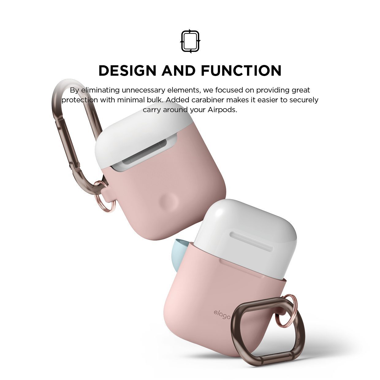 Elago Duo Hang Case for AirPods - Body-Pink Top-White Pastel Blue