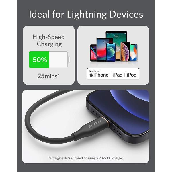 Anker PowerLine III Flow USB-C with Lightning Connector 0 9m - Black product photo