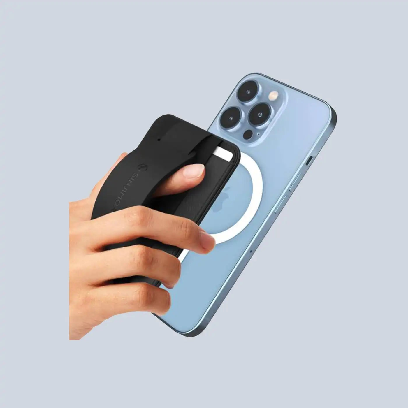 ⁦Sinjimoru M-Grip 3 in 1 MagSafe Wallet⁩, ⁦Grip & Stand - Black⁩
