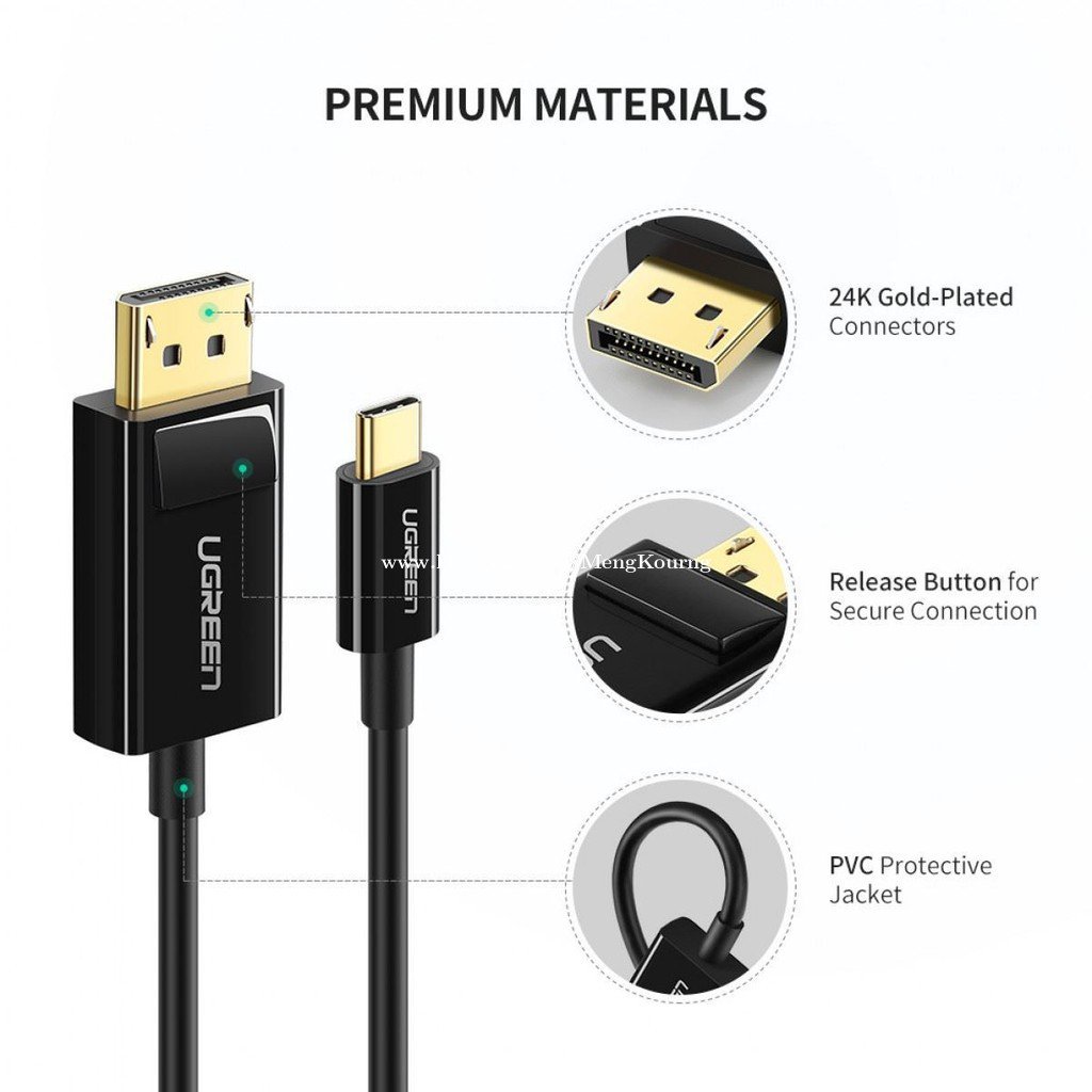 Ugreen 1 5m USB Type C To DP Cable Black product image