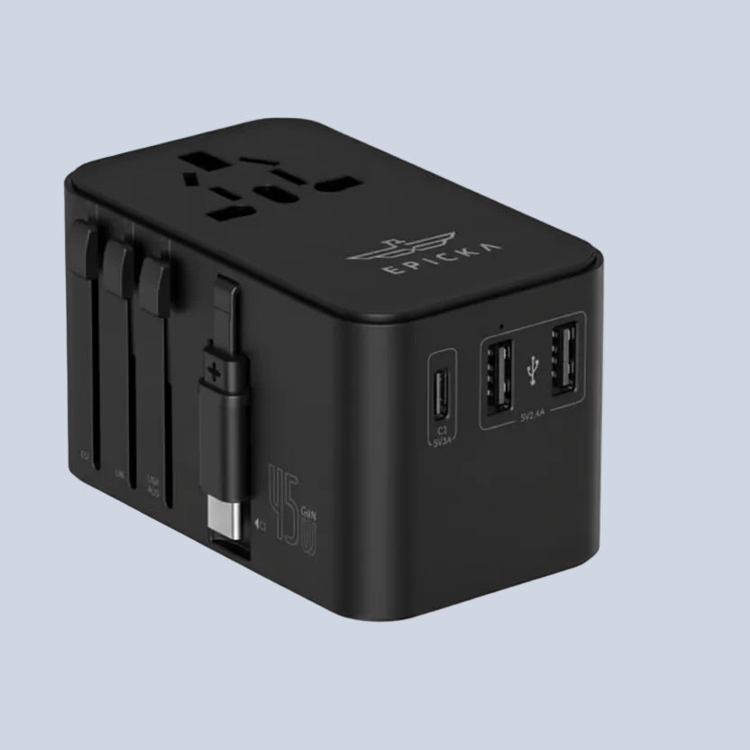 Brave Universal Travel Adapter GaN3 Fast Charger 45W with Type-C - Black