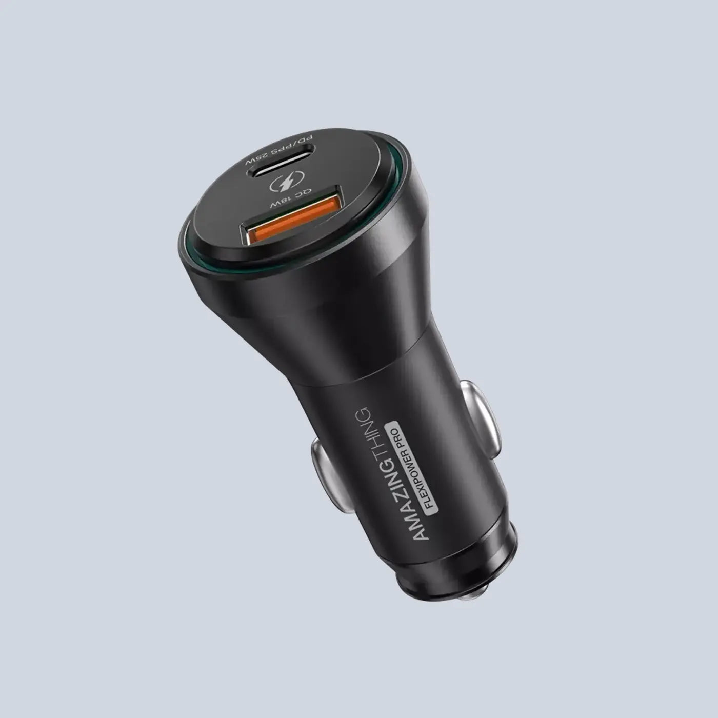 AmazingThing - FlexiPower Pro - 43W Dual Port USB-C & USB Car Adapter - Black