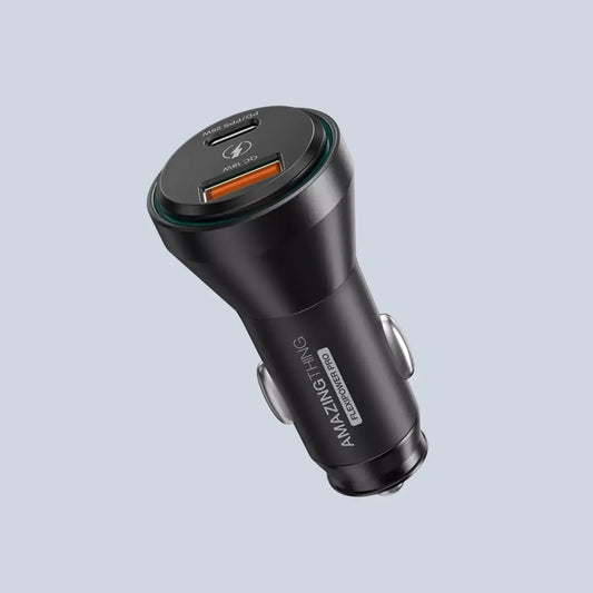 AmazingThing - FlexiPower Pro - 43W Dual Port USB-C & USB Car Adapter - Black