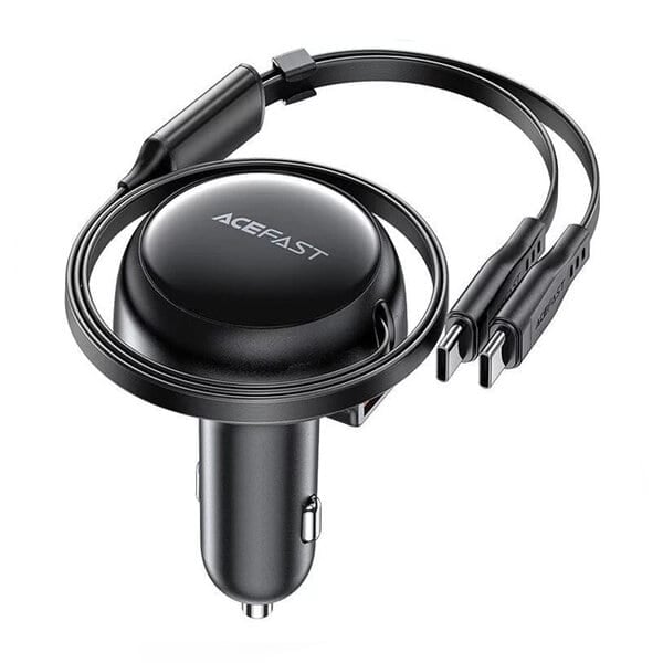 Acefast Car Charger B13 53W 2xUSB-C with retractable cable black