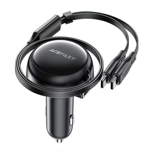 Acefast Car Charger B13 53W 2xUSB-C with retractable cable black