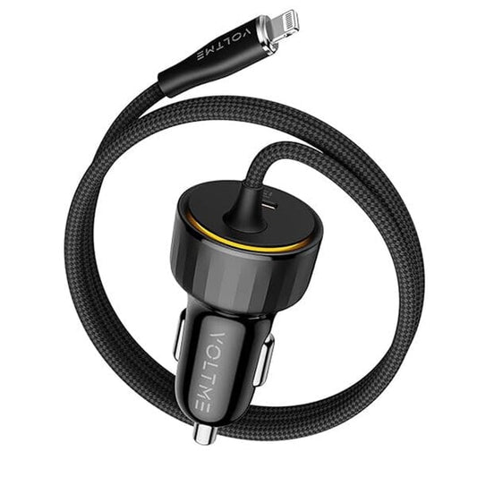 Voltme Cazo Series PD 57W USB C Car Charger Built-in Lightning Cable iPhone Car