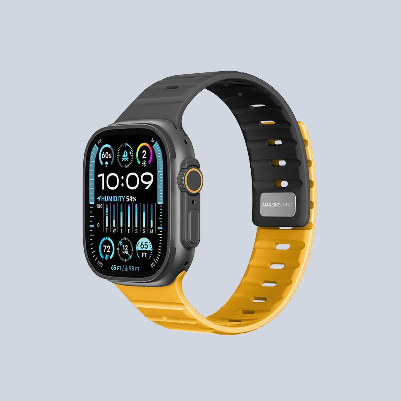 AmazingThing Omni Silqlock Watch Band Apple Watch Series 10- Black & Yellow product photo