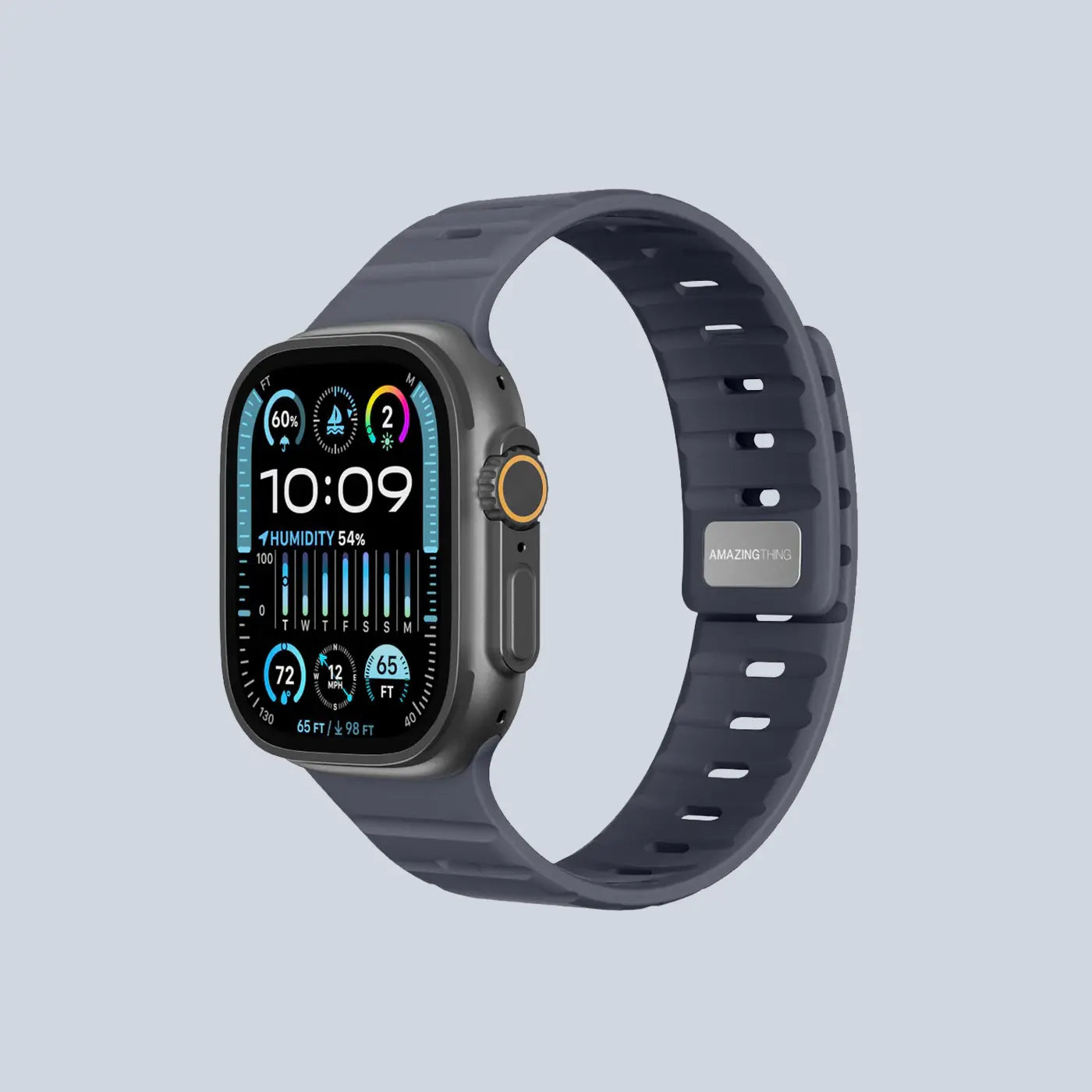 AmazingThing Apple Watch Strap 49 46 45 SilqLock-Gray Black product photo