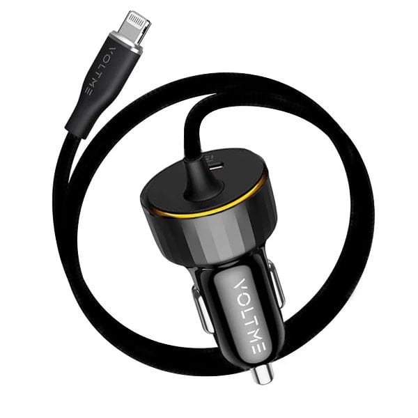 Voltme Cazo Car Charger 1 Port USB C with Built in Cable Lightning 27W