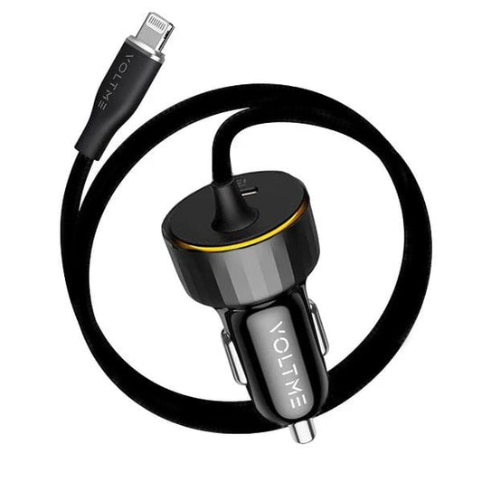 Voltme Cazo Car Charger 1 Port USB C with Built in Cable Lightning 27W