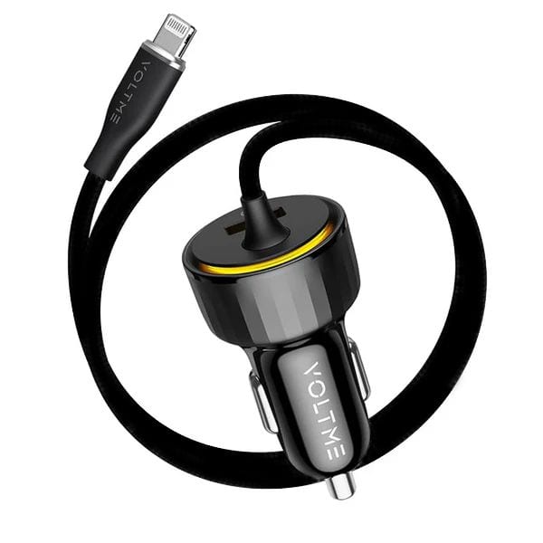 Voltme Cazo Car Charger 1 Port USB with Built in Cable Lightning 27W