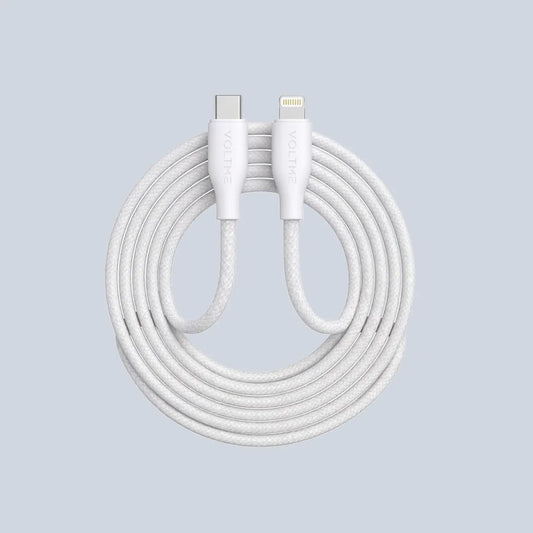 Voltme USB Type C to Lightning PowerLink Rugg Fast Charge Cable 3A 30W- White