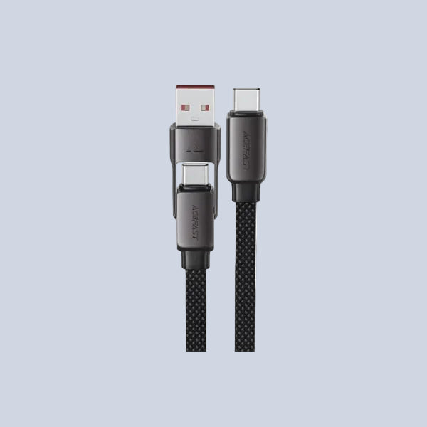 Acefast C13-005 60W 2-in-1 USB Type-C to Type-C Braided Charging Cable-0 2M product photo