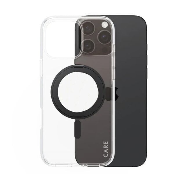 PanzerGlass iPhone 16 Pro CARE Feature Case Transparent w Black Kickstand & product photo