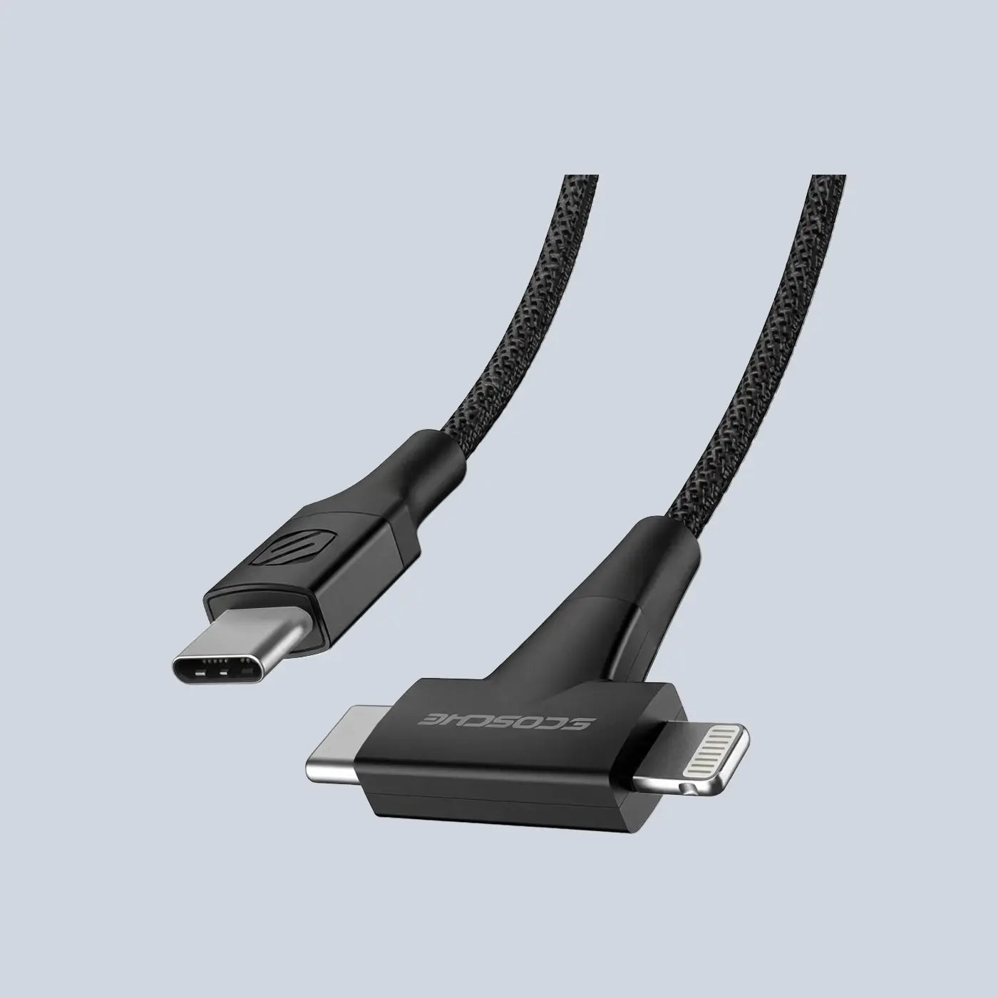 Scosche 2-in-1 USB-C to USB-C Lightning Dual Connectors -Black product photo