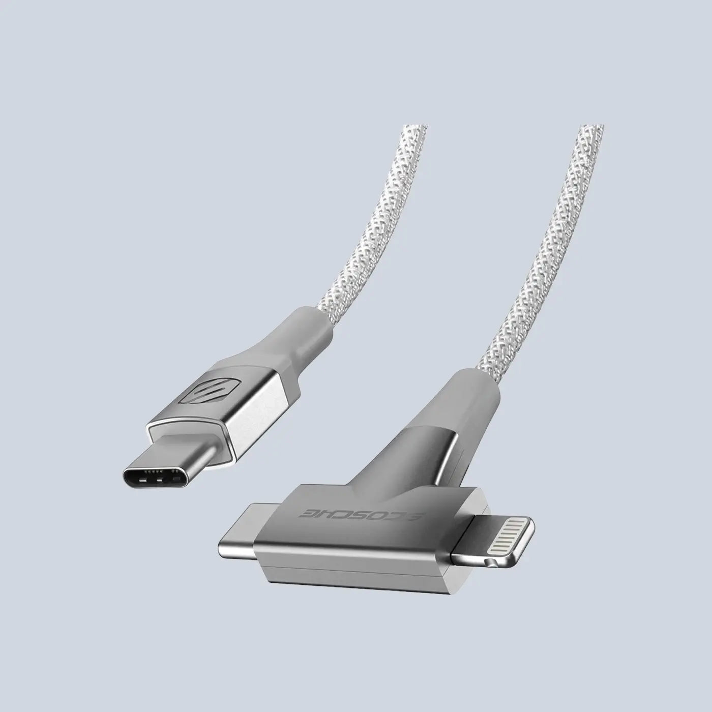 Scosche 2-in-1 USB-C to USB-C Lightning Dual Connectors -White product photo