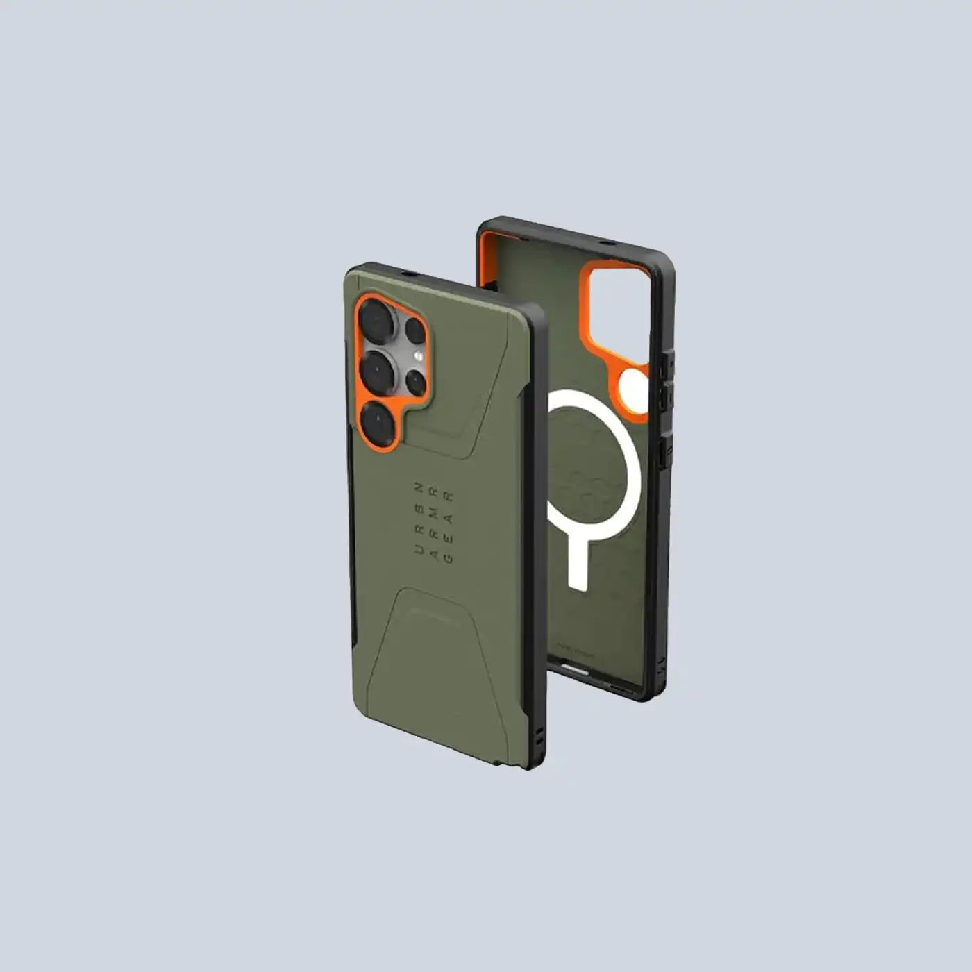 ⁦UAG⁩ حالة ⁦Samsung Galaxy S25 Ultra 6.8⁩" ⁦Civilian-Olive Dab/Orange⁩