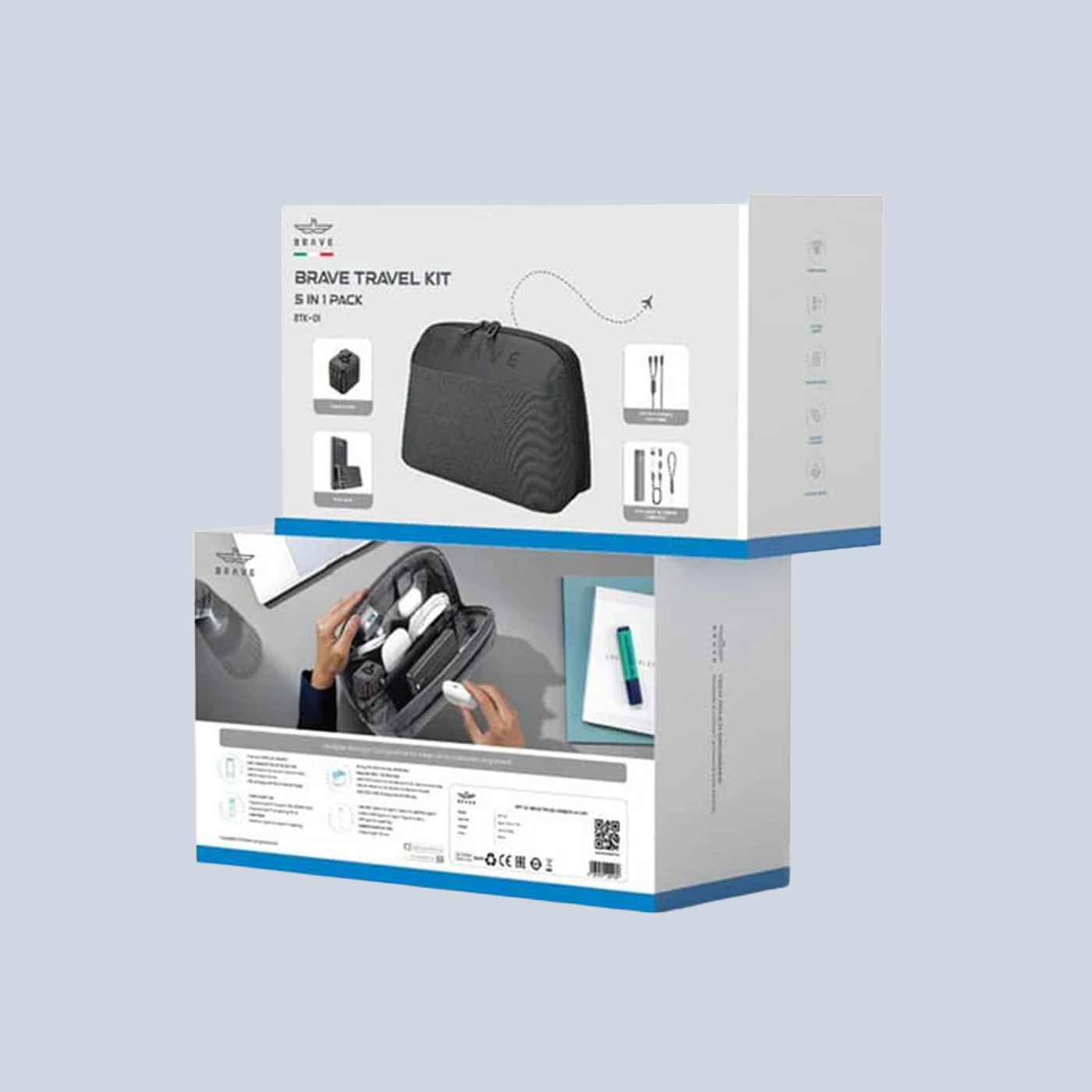 Brave Travel Kit 5-in-1 Tech Pouch Travel Accessories power bank product photo
