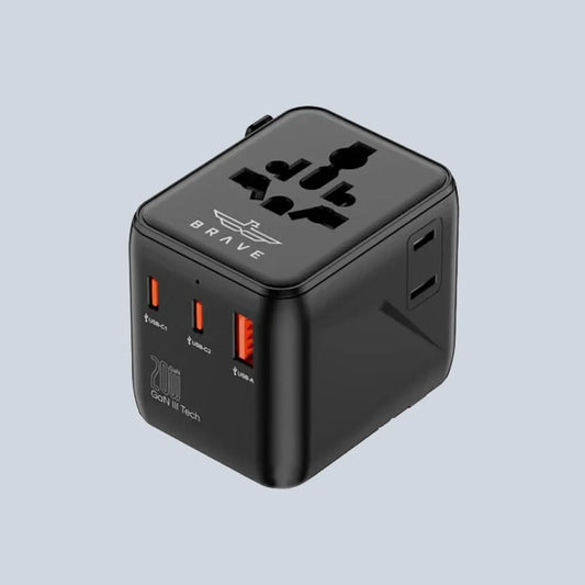 Brave 20W Fast Travel Charger GAN 3 Port + AC Adapter product photo