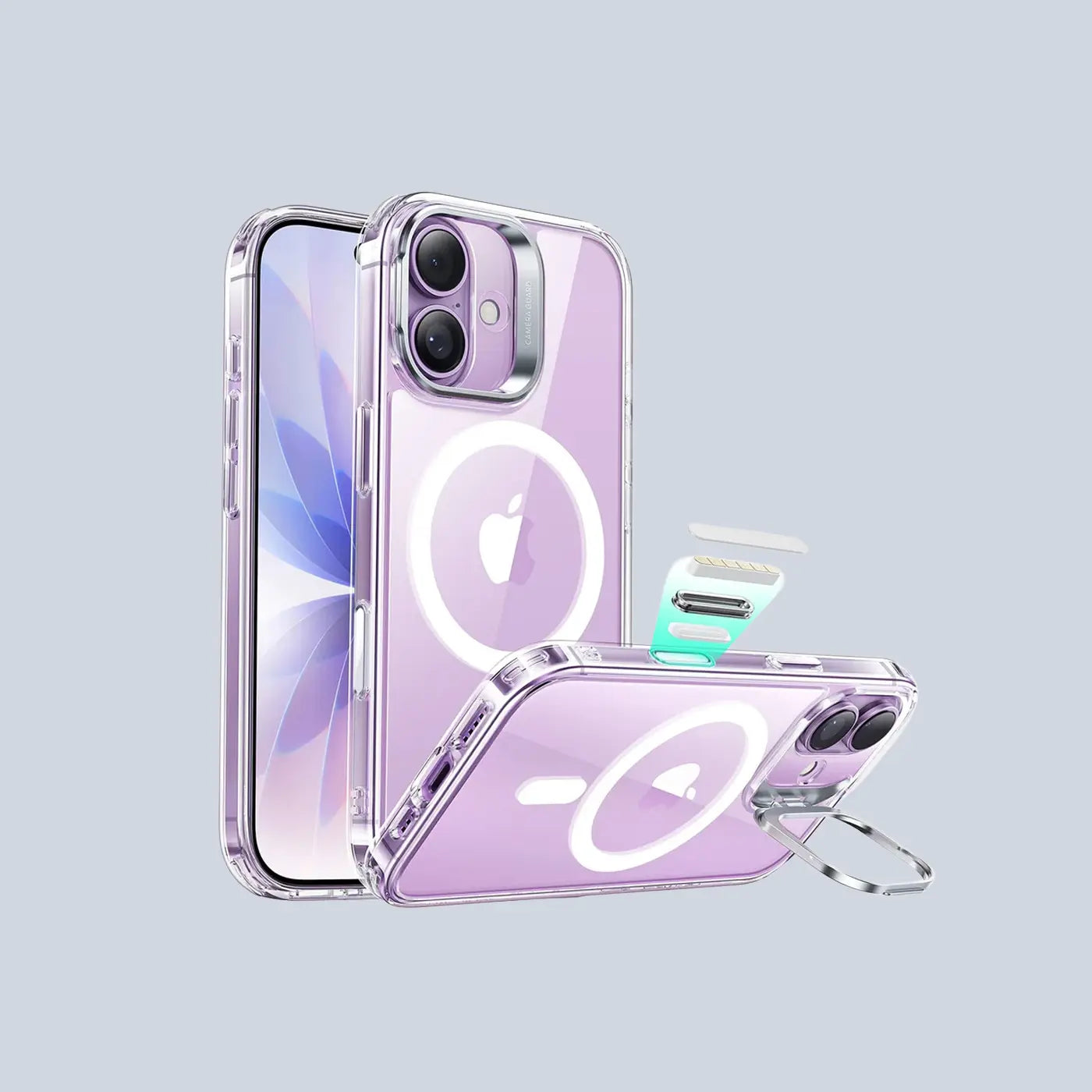 ESR iPhone 17 HaloLock Classic Hybrid Case with Stash Stand Clear product photo