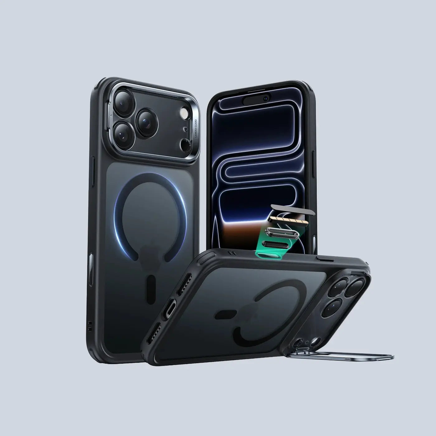 ESR iPhone 17 Pro Max HaloLock Stash Stand -Clear Black product photo