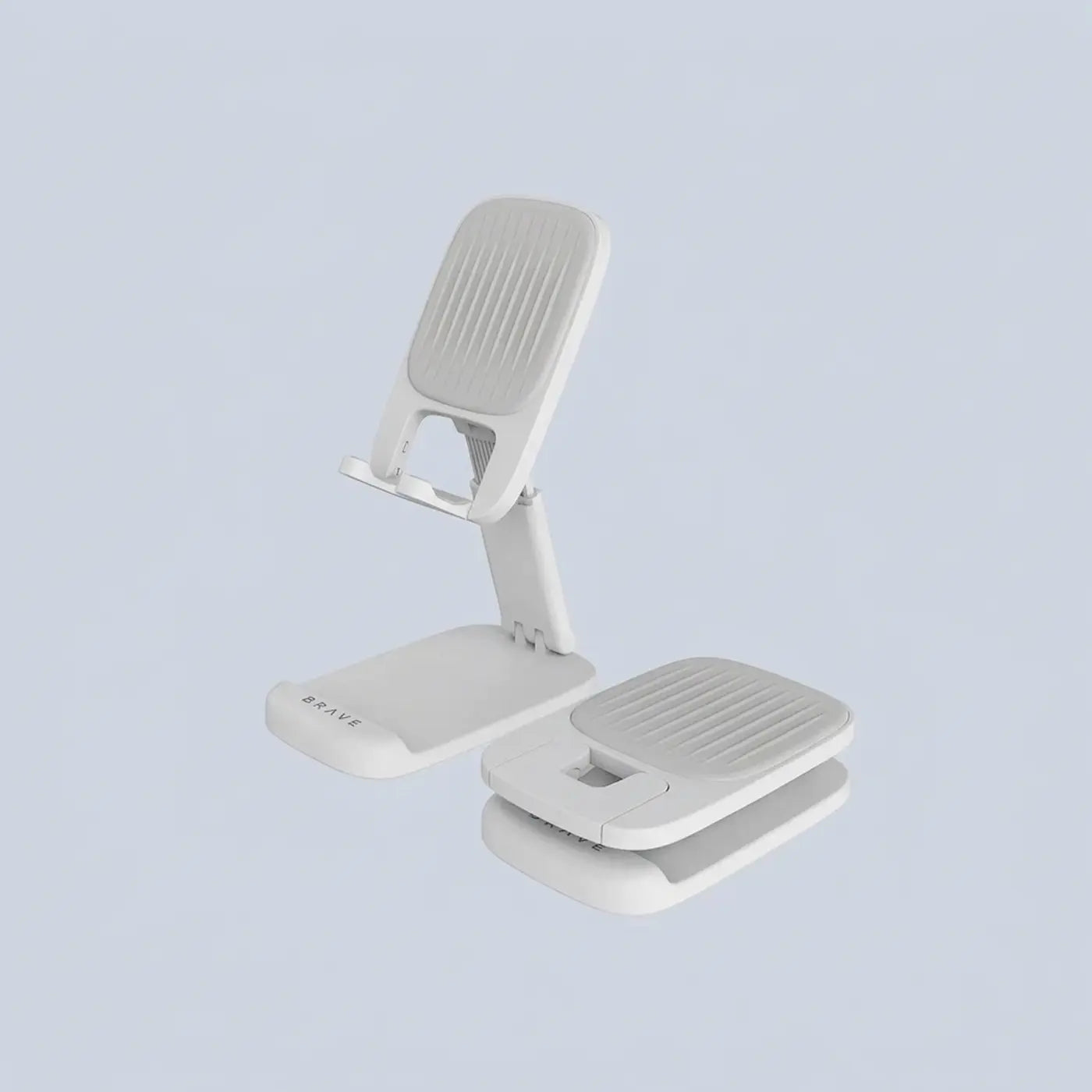 BRAVE 2-in-1 Foldable Adjustable Phone & Tablet Stand for Desk- White product photo