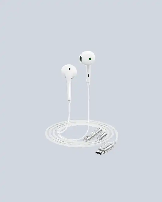 Acefast L7 USB-C Semi-Inner-ear Wired Headphones - White product photo