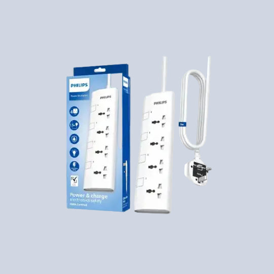 Philips 4-Way Universal Power Extension Cord 1 5M White product photo