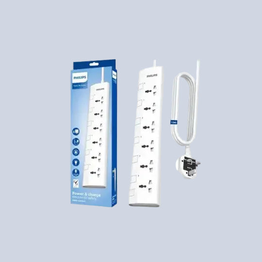 Philips 6-Way Universal Power Extension Cord 3M White product photo