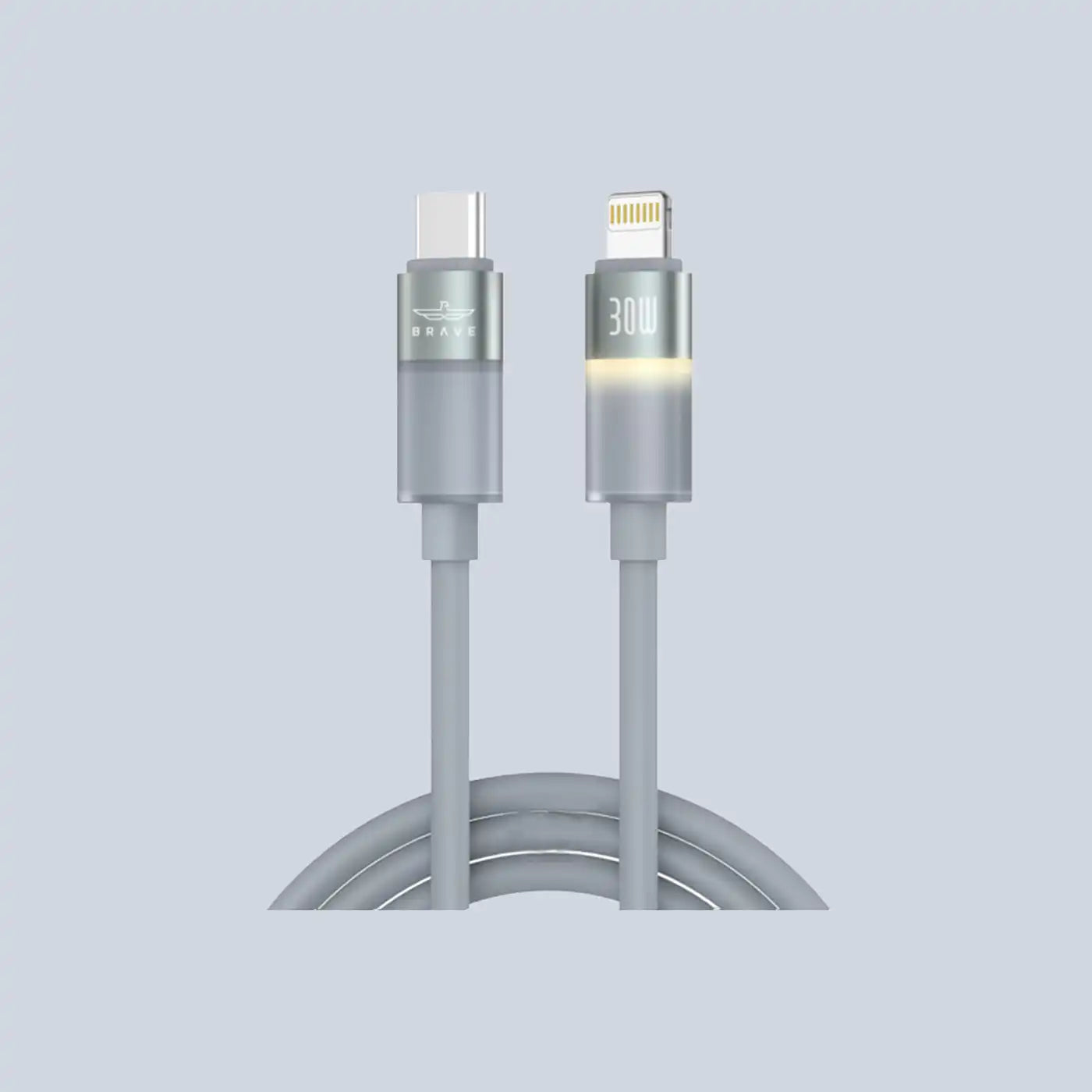Brave BDC-50 FlexCharge Pro 30W USB-C to Lightning Cable Fast Charging 1M - Grey
