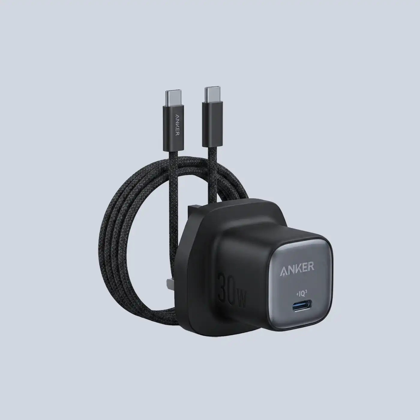 Anker Zolo Charger 30W PD 3 0 with USB-C to C Black product photo