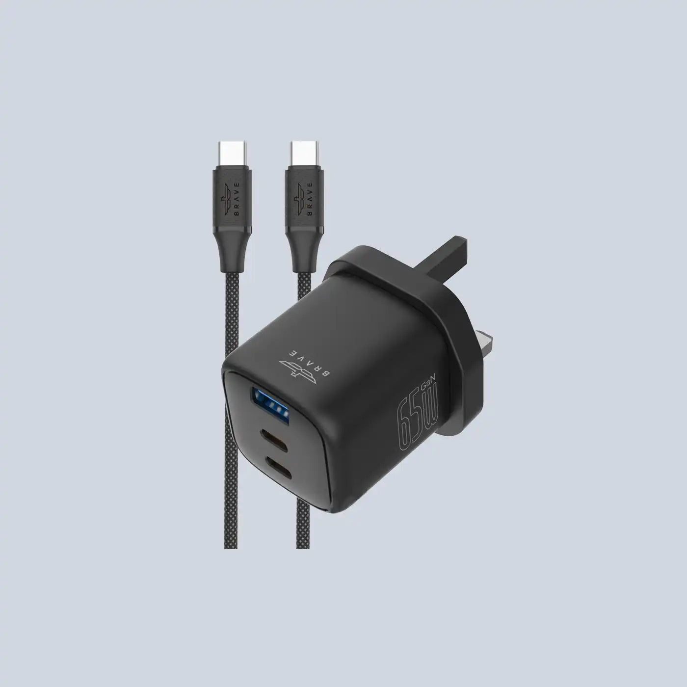 BRAVE BTC-44 65W GaN 3-Port USB-C Fast Charger - Black product photo