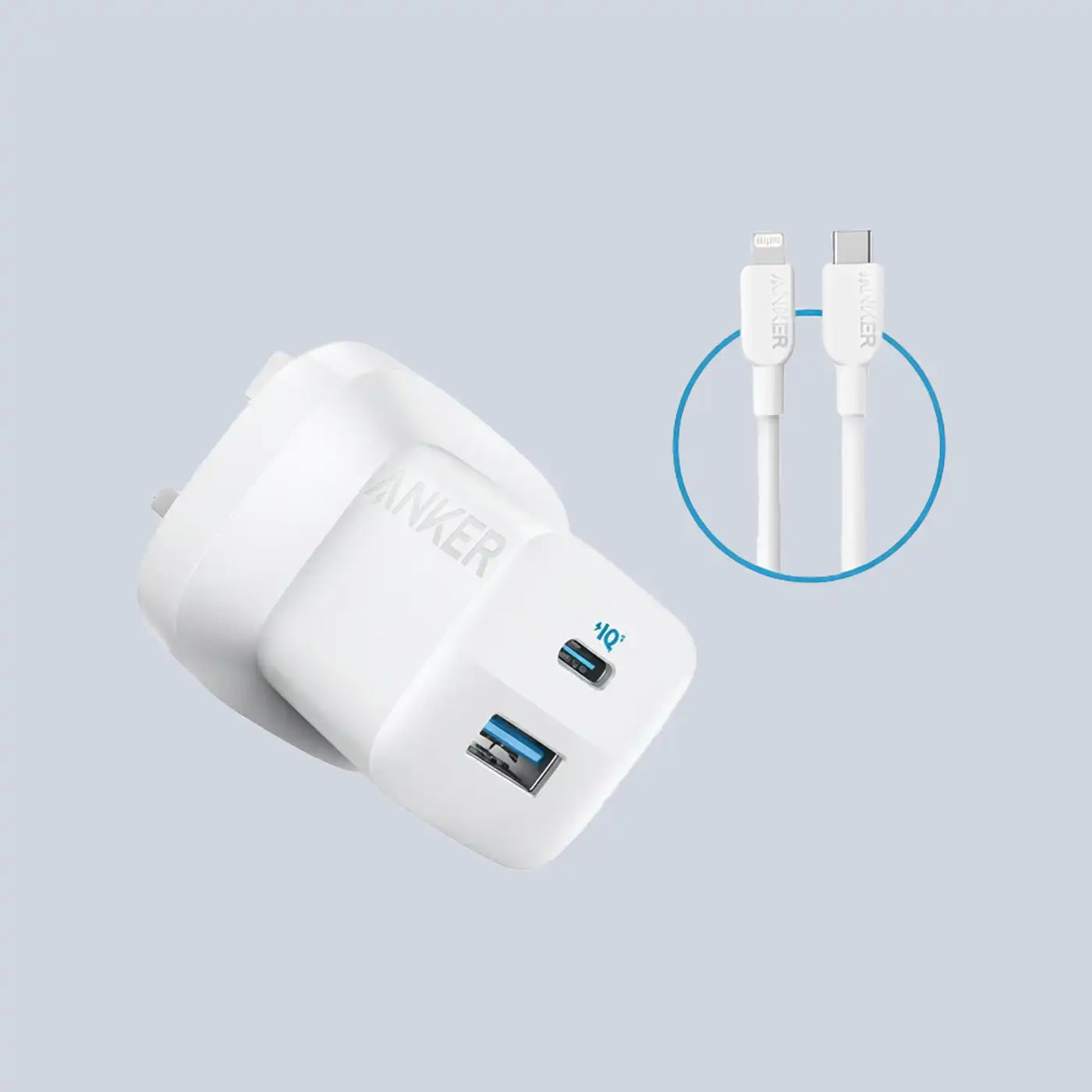 Anker 323 Charger with 33W USB C to Lightning Cable 3 FT - White product photo