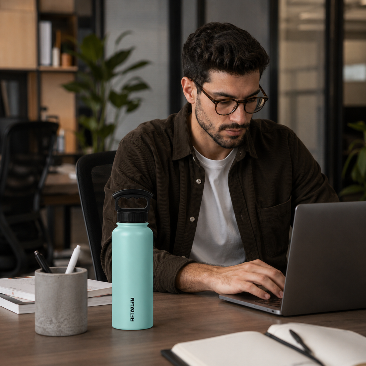 FiftyFifty 34oz Bottle 3 Finger Grip Cap - Mint Green