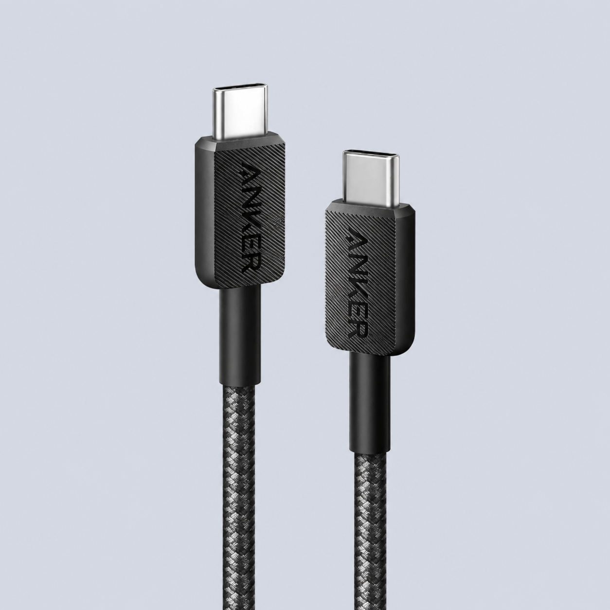 كابل ⁦Anker 322 USB-C⁩ إلى ⁦USB-C⁩ – ⁦60W⁩ – ⁦3ft / 0.9M⁩ – مزين - أسود